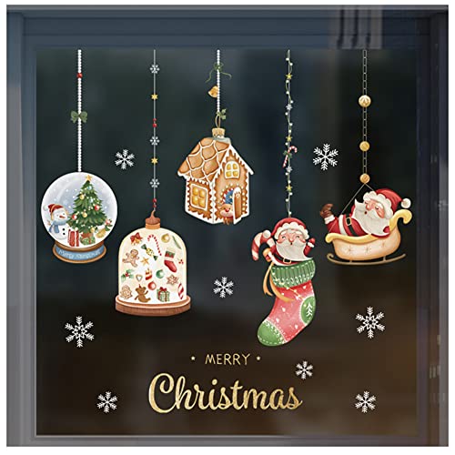 URFEDA Fensterbilder Weihnachten Selbstklebend Wiederverwendbare Fensterbilder Weihnachten Selbstklebend Der Weihnachtsmann Aufkleber für Weihnachts und Winter Dekoration von URFEDA