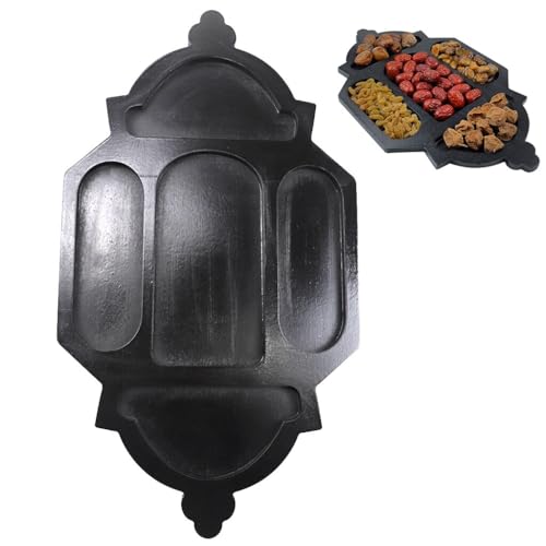 URFEDA Holztablett mit Fächern, Snacktablett mit Griffen Snack Teller Obstteller Serviertablett Holz Tablett Dekotablett Holzbrett Deko Servierplatte Küchentablett Frühstückstablett für Snacks Salate von URFEDA