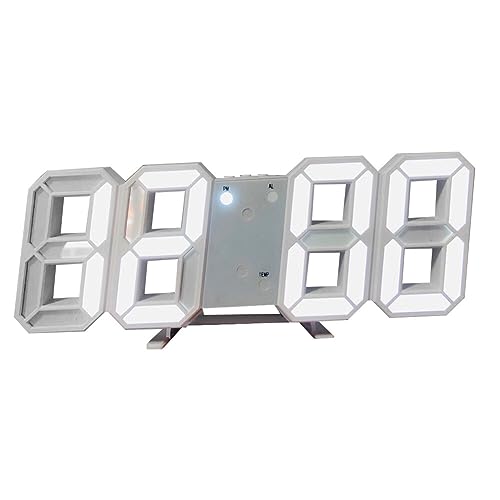 URFEDA LED Wanduhr Digital Wecker, 3D Uhr Dimmbar LED Digitale Wanduhr 3D Kleiner Wecker Home Decor Snooze No Noise Uhr Wecker Digital 12/24 Stunden Anzeige Schreibtisch Standuhr Nachtlichtfunktion von URFEDA