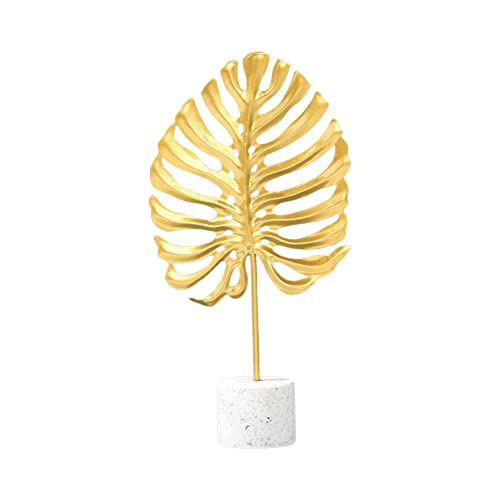 URFEDA Metall Blätter Sculpture Deko, Gold Feder Blatt Skulptur Modern Dekofigur, Handcrafted Kunst Statue für Wohnzimmer Flur Schlafzimmer Desktop Decor von URFEDA