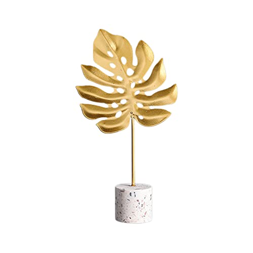 URFEDA Metall Blätter Sculpture Deko, Gold Feder Blatt Skulptur Modern Dekofigur, Handcrafted Kunst Statue für Wohnzimmer Flur Schlafzimmer Desktop Decor von URFEDA