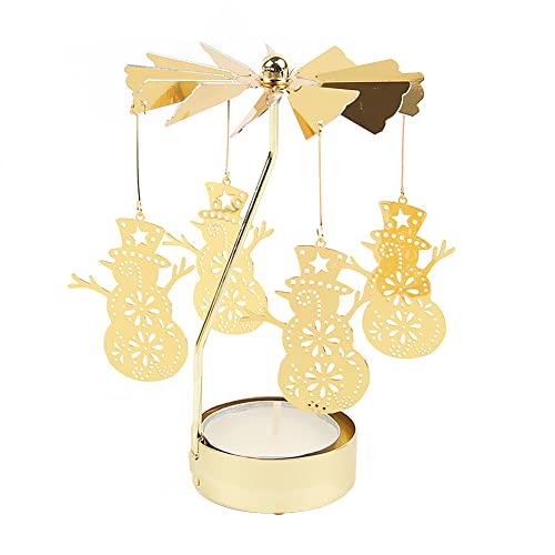 URFEDA Schneemann Teelicht Karussell Glas Teelichthalter Gold Teelichtglas Rotierender Kerzenhalter Eisen Metall Kerzenständer für Valentinstag Deko Geschenk Hochzeit Dekoration Wohnzimmer Tischdeko von URFEDA