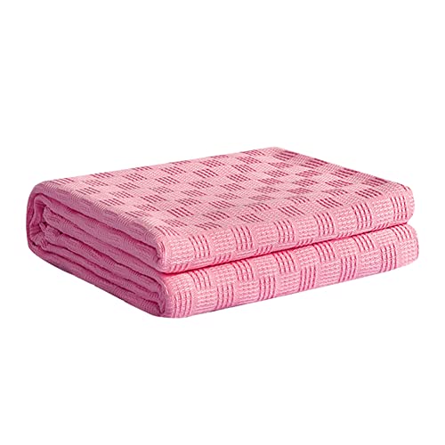 URFEDA Tagesdecke in Waffeloptik 180 x 200cm Waffelpique Sommerdecke Baumwolldecke als Bett-Überwurf, Couch-Überwurf & Sofa-Decke Sofadecke Wolldecke Wohndecke,Rosa von URFEDA