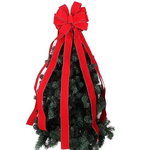 URFEDA Weihnachtsschleifen Deko, Groß Weihnachtsbaum Bogen Schleife Weihnachtsbaumschmuck für Weihnachtsdeko, Rote Weihnachtsschleifen Weihnachtskranz Weihnachtsbaum Hängende Dekoration von URFEDA