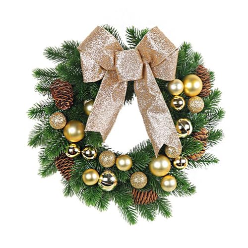 URFEDA großer Weihnachtskranz, 30cm/33cm Christmas Wreath Weihnachten Türkranz Weihnachten Dekoration Künstlicher Weihnachtskranz Hängekranz Weihnachtsdekoration für Haustür Kamin Wand von URFEDA