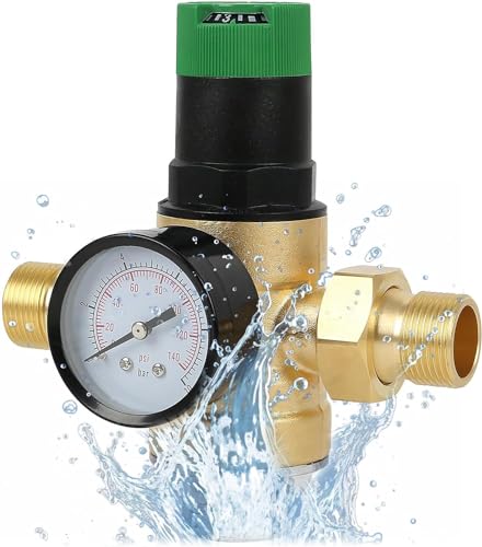 Druckminderer Wasser 3/4 Zoll, Überdruckventil Wasser, Wasserdruckminderer mit Manometer, Messing Druckregler Überdruckventil,für Regulierung des Wasserdrucks von URHELP