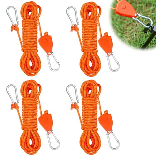 URHELP 4 Stück 4mm Rope Seilratsche mit Haken, Reflektierend Abspannseile mit Seilspanner, Einstellbare Sonnensegel Spanner, Camping Zubehör, Windfestes Seil für Sonnensegel Wäscheleine URHELP 4 Stück 4mm Rope Seilratsche mit Haken, Reflektierend Abspannseile mit Seilspanner, Einstellbare Sonnensegel Spanner, Camping Zubehör, Windfestes Seil für Sonnensegel Wäscheleine von URHELP