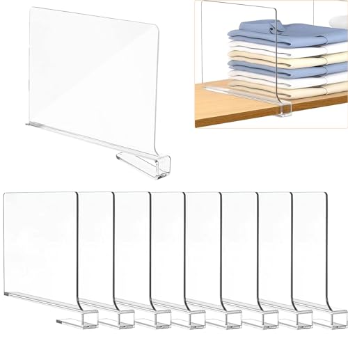URHELP 8 Stück Transparente Acryl-regaltrenner, Multifunktionaler Shelf Divider, 30x20cm Regalteiler, Kleiderschrank Trenner für Schlafzimmer Küche Schränke und Organisation von URHELP