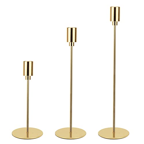 URHELP Kerzenständer Set 3 Stück Kerzenhalter für 20-22mm Dekorative Kerze Stand Gold Zhi (GOLD-3pcs) (Gold) von URHELP