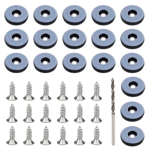 URHRHU 18 Stück Teflon Möbelgleiter zum Schrauben Ø 25mm Rund Teflongleiter zum Schrauben Teppichgleiter PTFE Stuhlgleiter Gleiter Furniture Glides für Schwere Möbel Sessel Stuhlbeine von URHRHU