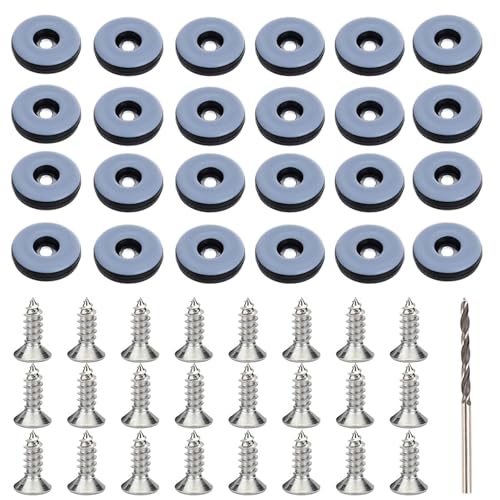 URHRHU 24 Stück Teflon Möbelgleiter zum Schrauben Ø 25mm Rund Teflongleiter zum Schrauben Teppichgleiter PTFE Stuhlgleiter Gleiter Furniture Glides für Schwere Möbel Sessel Stuhlbeine von URHRHU