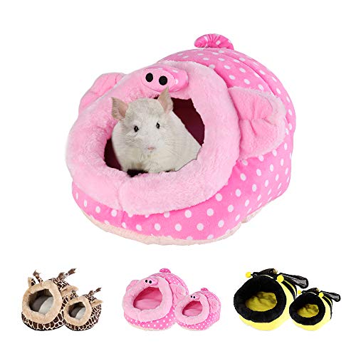 Urijk Kleine Tier Haus Nest Gemütlich Warm Plüsch Baumwolle Schlafen Bett Höhle für Lgel Katze Kaninchen Hamster Meerschweinchen Chinchilla (L, Schwein) von Urijk