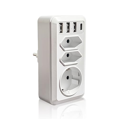 URLINE Doppelstecker für Steckdose,mehrfachstecker mit USB.7-in-1 Multiple Socket with 1 Schuko Plug, 2 Euro Plugs, 3 USB A 1 usb C,Mehrfachstecker für Steckdose mit Schalter. URLINE Doppelstecker für Steckdose,mehrfachstecker mit USB.7-in-1 Multiple Socket with 1 Schuko Plug, 2 Euro Plugs, 3 USB A 1 usb C,Mehrfachstecker für Steckdose mit Schalter. von URLINE