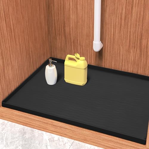 URMONA Wasserdichte Silikonmatte 48 B x 55 L cm für Küche und Bad, Schrank- und Thekenschutz, Aufbewahrung & Organisation, Abfallmatte (Schwarz) von URMONA