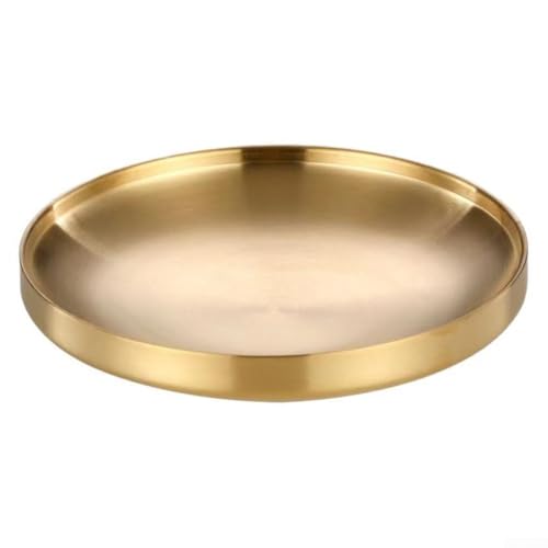 1 * Goldschstahldoppelter Runder Teller Edelstahlplatte Golder Runder Teller (23CM) von URPIZY