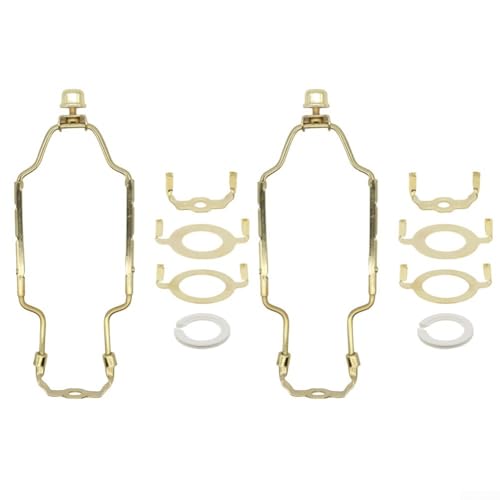 2 Sets Lampenschirm-Halterung Kit, 7-10 Zoll Verstellbar, Metall Harfenhalter Für Tischlampen, Stehlampen, E26/E27/E14 Adapter Inklusive(Gold) von URPIZY