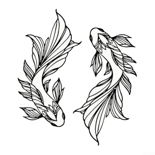 2 Stück Koi Fisch Wanddekoration Metall Schlichtes Symmetrisches Design Wasserdicht und Langlebig Einfache Montage Mattschwarz 16,2 x 30 cm Für Haus Wohnzimmer Hochzeit Einweihung Innen Außen von URPIZY
