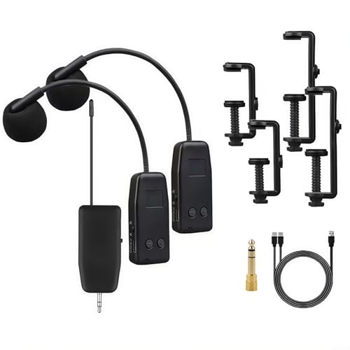 2.4G Kabelloses Mikrofonsystem Sender Empfänger Set für Violine Bratsche Cello mit Automatischer Kopplung und 50m Reichweite(1 to 2) von URPIZY