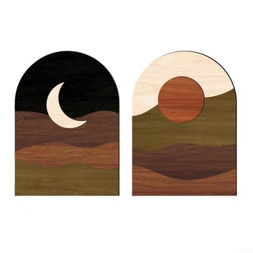 2Pcs Wooden Decorative Wall Stickers For Modern Home Decor With Bohemian Touch(MZ916) von URPIZY