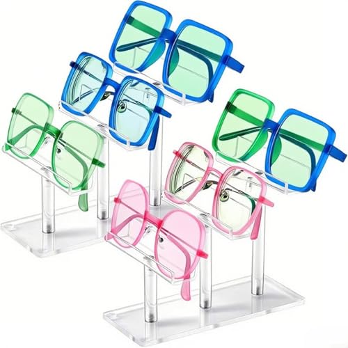 2er Set 3-stöckiger Acryl Sonnenbrillenhalter – Transparenter Mehrfach-Brillenständer zur Aufbewahrung und Präsentation für Zuhause, Büro oder Geschäft(transparent) von URPIZY