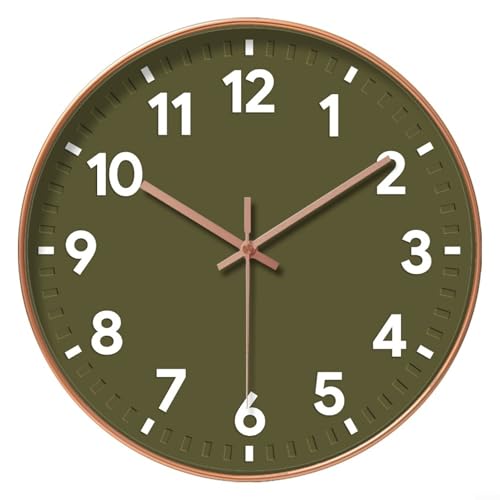 30 cm Wanduhr Leise Ohne Ticken Batteriebetrieben Moderne Dekorative Quarzuhr mit Großem Ziffernblatt für Wohnzimmer Schlafzimmer Büro Küche(Green) von URPIZY