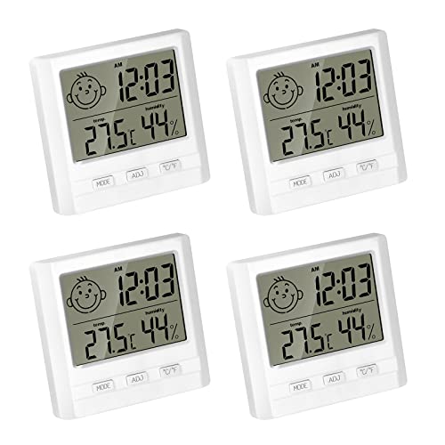 4X Elektronische LCD Display Digital Thermometer Tragbar Mini Hygrometer Inner Drahtlos Temperatur- und Feuchtigkeitsmessgerät Raumthermomete Zeit Temperatur Feuchtigkeit für Büro Auto Home Babyzimmer 4X Elektronische LCD Display Digital Thermometer Tragbar Mini Hygrometer Inner Drahtlos Temperatur- und Feuchtigkeitsmessgerät Raumthermomete Zeit Temperatur Feuchtigkeit für Büro Auto Home Babyzimmer von URPIZY