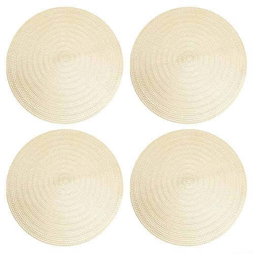 4er Set Runde PVC Tischsets Hitzebeständig Stilvolles Design Elegante Platzdeckchen Abwischbar 38cm Verschiedene Farben Für Esstisch Küche Restaurant Café(Gold) von URPIZY