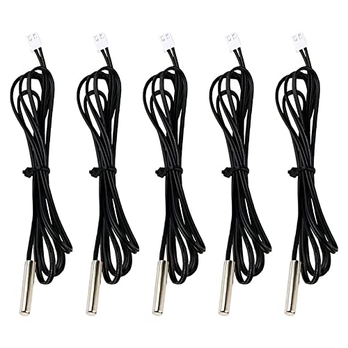 5 X NTC Thermistor-Temperatursensor Wasserdichte Sonde Negativer Temperaturkoeffizient 10K 1% 3950 Digital Thermisch Temperaturfühler 2m Temperaturmessgerät, Temperaturmessung -40 °C bis +300 °C von URPIZY