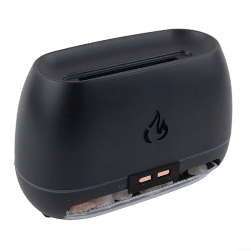 Ätherische Öl Diffuser 3-in-1 Funktion Himalaya Salzstein Simulation Flamme 200ml Luftbefeuchter 7 Farben ruhiger Betrieb für Schlafzimmer Spa Yoga Büro weiß schwarz holzfarben(Black) von URPIZY