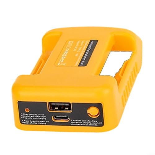 Akku Adapter für Dewalt 18V Batterie mit USB-C und USB Anschluss Power Konverter für Mobilgeräte Powerbank Kompatibel mit 18 Volt Batterien(Yellow) von URPIZY