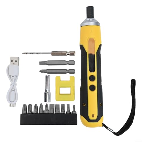 Akku Elektrischer Schraubendreher 6.8V Haushalts Mini Bohrschrauber USB Wiederaufladbar Magnetischer Bit Set Mit Vorwärts Rückwärts Funktion 1500MAh Lithiumbatterie LED Licht Gelb 250RPM(B) von URPIZY