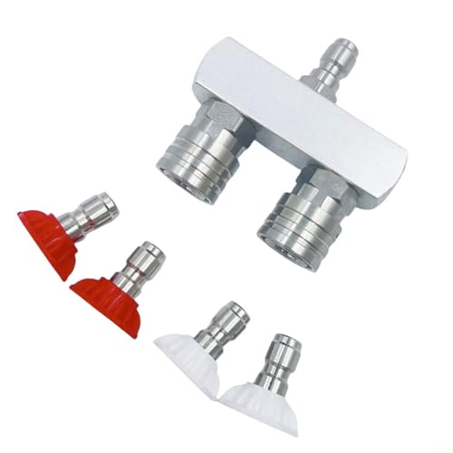 Aluminium Doppeldüsen Verbindungsstück Hochdruck Spritzpistole für Gartenschlauch Auto Waschen Terrasse Reinigung Bewässerung Werkzeug(Collect rod+nozzles) von URPIZY