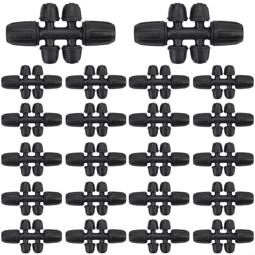 Bewässerungssystem Set 30 Stück Gesperrte Barb T-Stück Verbinder Robustes Design Für 8/12mm und 4/7mm Schlauch Hoher Druck Sicherer Verschluss Optimal Für Gärten Beete Rasenbau Landwirtschaft von URPIZY