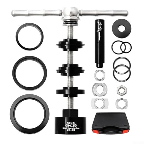 Bike-Bodenplatte-Set BB-Lagerentfernung Montage-Werkzeug Aluminiumlegierung Edelstahl Stabil für BB86/30/91/92/PF30 Press-Fit Gehäuse Kompatibel mit 6805 6806 Lager Schwarz Griff(Tool set + box) von URPIZY