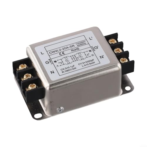 URPIZY CW4L2 Einphasen Zweistufiges Netzfilter 3A/6A/10A/20A SR Silber Industrie Elektronische Komponenten EMV Filter Kompaktes Design Vielseitige Anschlüsse Für Haushaltsgeräte Automatisierung(20A) von URPIZY