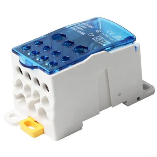 DIN-Schienen Terminalblock Verbindungskasten Verkabelungskasten aus PC und versilbertem Messing Kupferleiter Feuerhemmend Schnelle Installation Visuelle Verdrahtung 80A-500A Mehrfachausgang Blau(400A) DIN-Schienen Terminalblock Verbindungskasten Verkabelungskasten aus PC und versilbertem Messing Kupferleiter Feuerhemmend Schnelle Installation Visuelle Verdrahtung 80A-500A Mehrfachausgang Blau(400A) von URPIZY