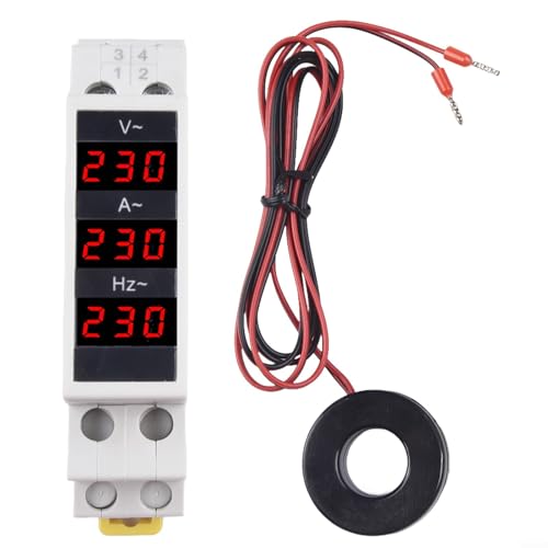DIN-Schienen-Voltmeter Amperemeter HZ-Meter, AC80-500V Einphasiges Digitales Messgerät, Für Industrie & Gewerbe Stromspannungsmessung, Wechselstrommesser, Spannungsmesser DIN-Schienen-Voltmeter Amperemeter HZ-Meter, AC80-500V Einphasiges Digitales Messgerät, Für Industrie & Gewerbe Stromspannungsmessung, Wechselstrommesser, Spannungsmesser von URPIZY