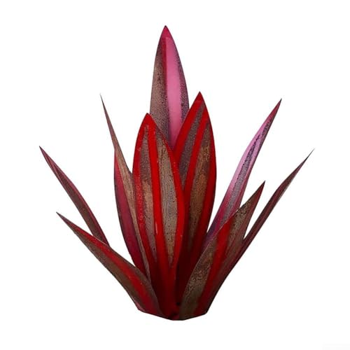 Dekorative Agavenpflanze Metallskulptur Bunte LED Beleuchtung Wetterfest Rostfrei DIY Montage 27 cm Rot Gold Blau Für Garten Terrasse Rasen Innen Außen Akzent(Red) von URPIZY