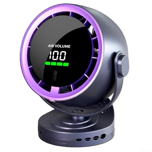 Digital Display Ventilator Tragbarer Aufladbarer USB-C Lüfter 720° Drehbar Stufenlos Einstellbar Leicht Clip-On Geeignet Für Schreibtisch Wand Schlafzimmer Büro Kleine Räume Lila Weiß(Purple) von URPIZY