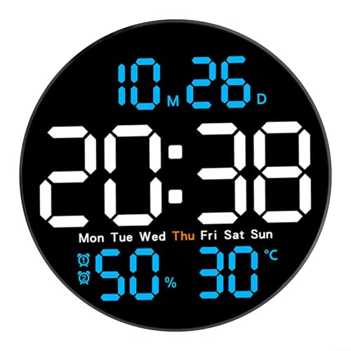 Digitale LED Wanduhr Hygrometer Temperaturanzeige 10 Zoll Mit Fernbedienung Helligkeitsanpassung Alarm Datum Wochentag Timing PVC Mehrfarbig Für Zuhause Büro Wohnzimmer Schlafzimmer Café(Himmelblau) Digitale LED Wanduhr Hygrometer Temperaturanzeige 10 Zoll Mit Fernbedienung Helligkeitsanpassung Alarm Datum Wochentag Timing PVC Mehrfarbig Für Zuhause Büro Wohnzimmer Schlafzimmer Café(Himmelblau) von URPIZY