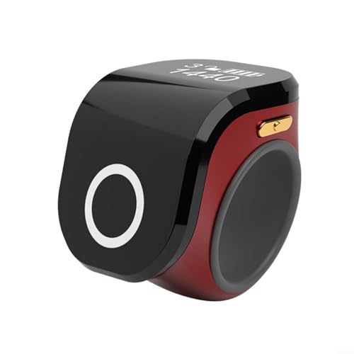 Digitaler Gebetsring Wasserdichter Zählring mit 4-stelliger Anzeige Verstellbarer Fingerring für Gebetsrunden Mehrfarbig(red) von URPIZY