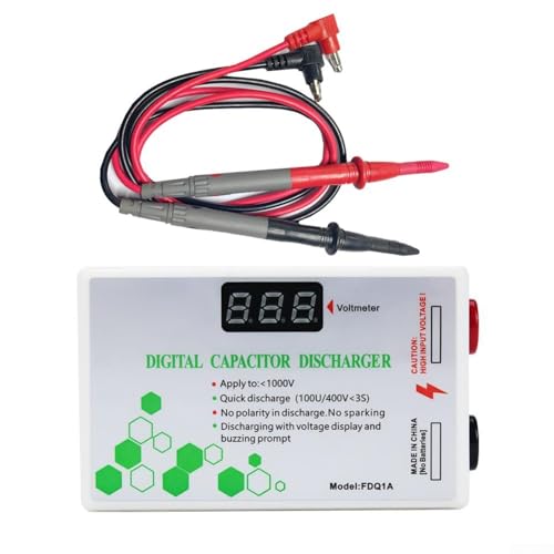 Digitaler Kondensatorentlader 10-1000V Schnellentladungsgerät mit Spannungsanzeige Sicherheit bei Wartung Vielseitig für Haushaltsgeräte Werkstatt Kfz TV leicht tragbar Buzzer Alarm tragbar(blue) von URPIZY