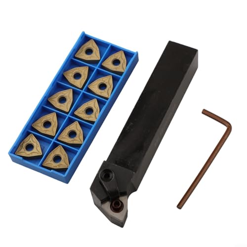 Drehmeißel Set MWLNR2020K08 Halter Edelstahl mit 10 WNMG080404 Hartmetalleinsätzen Hohe Festigkeit Verschleißfestigkeit Endbearbeitung für Stahl Gusseisen Werkstatt 125mm Gold von URPIZY
