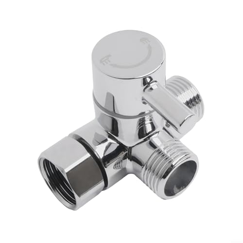 Duschumschaltventil G1/2 3 Wege Splitter Verbindung Messing Metall Wasserregler Bequemes Umschalten zwischen Handbrause und festem Duschkopf Geeignet für Badezimmer Verschiedene Oberflächen(Silver) von URPIZY