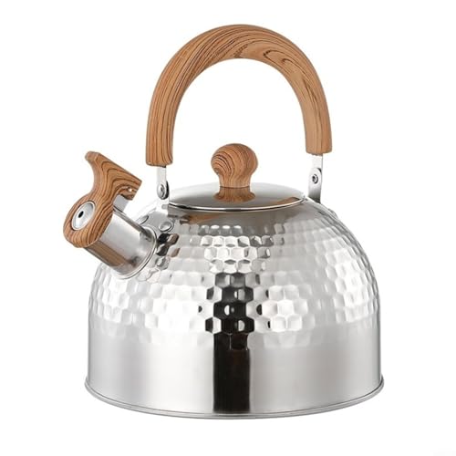 Edelstahl Wasserkessel mit Pfeifton 2L/3L/4L Teekessel mit Isoliertem Griff für Gasherd Induktion Camping Kaffeekanne mit Spritzschutz Design(3000ML) von URPIZY