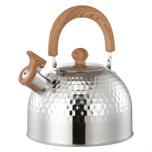 Edelstahl Wasserkessel mit Pfeifton 2L/3L/4L Teekessel mit Isoliertem Griff für Gasherd Induktion Camping Kaffeekanne mit Spritzschutz Design(4000ML) von URPIZY
