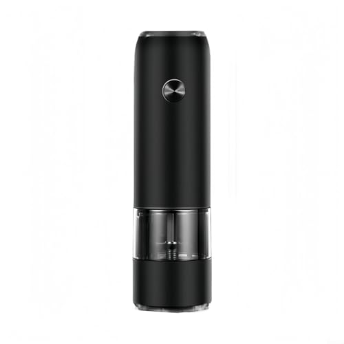 Elektrische Gewürzmühle USB Aufladbar Pfeffermühle mit Einstellbarer Mahlgrad für Salz Pfeffer Gewürze Küchengerät PC Edelstahl 17cm Schwarz(Black) von URPIZY