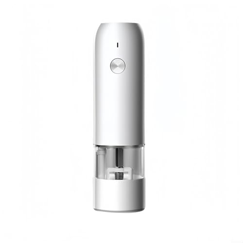 Elektrische Gewürzmühle USB Aufladbar Pfeffermühle mit Einstellbarer Mahlgrad für Salz Pfeffer Gewürze Küchengerät PC Edelstahl 17cm Schwarz(White) von URPIZY