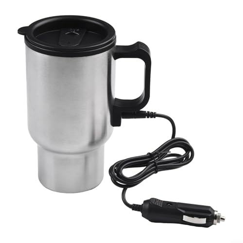Elektrischer Auto Wasserkocher Becher 450ML Edelstahl Vakuum Isoliert Kaffeetasse 12V Mit Kontrollleuchte Silikondeckel Für Reise Büro Camping Silber Schwarz Elektrischer Auto Wasserkocher Becher 450ML Edelstahl Vakuum Isoliert Kaffeetasse 12V Mit Kontrollleuchte Silikondeckel Für Reise Büro Camping Silber Schwarz von URPIZY