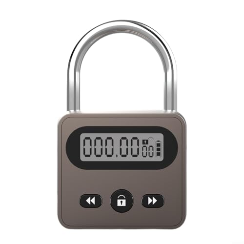 Elektronische Zeitschloss mit LCD-Display Metallgehäuse USB-Aufladbar Timer bis 999 Stunden Digitales Schloss mit Alarmfunktion(brown) von URPIZY